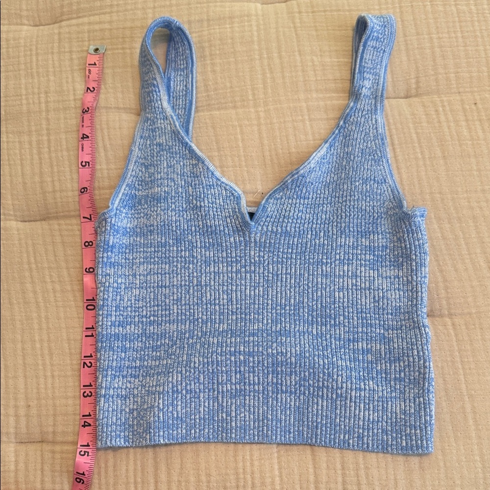 Say What? Light Blue Ribbed crop Tank Top